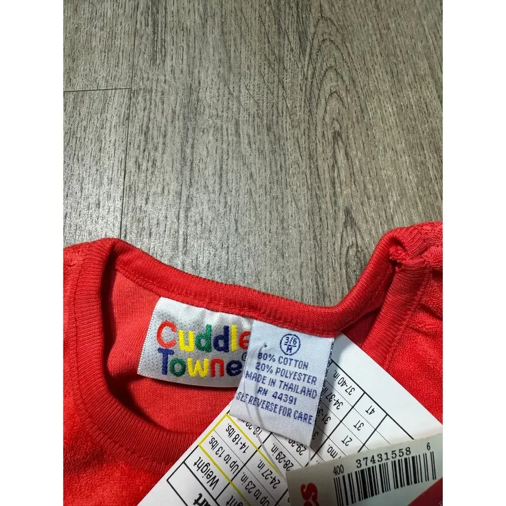 Vintage Cuddle Towne Baby Boys Red Truck Romper